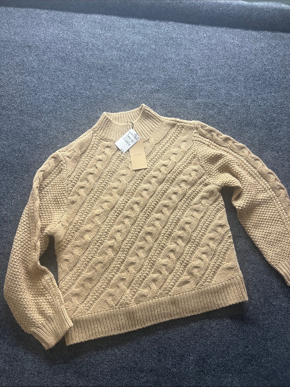 Halogen Cable Knit Sweater - Tan